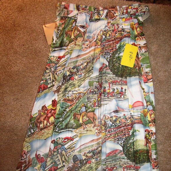 Desert West Rayon Western Print calf length XS or SMALL or MEDIUM - Picture 2 of 2